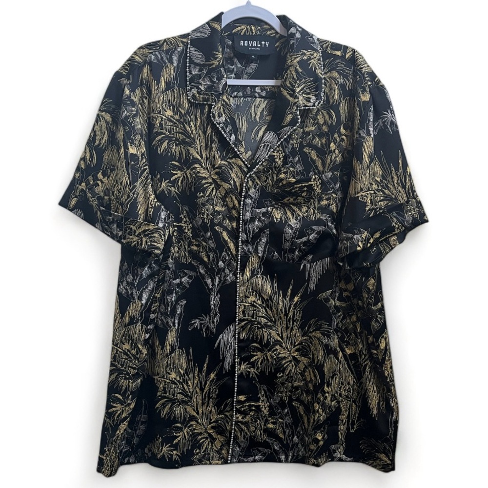 ROYALTY BY MALUMA Men's Printed Satin Camp Shirt Size XL